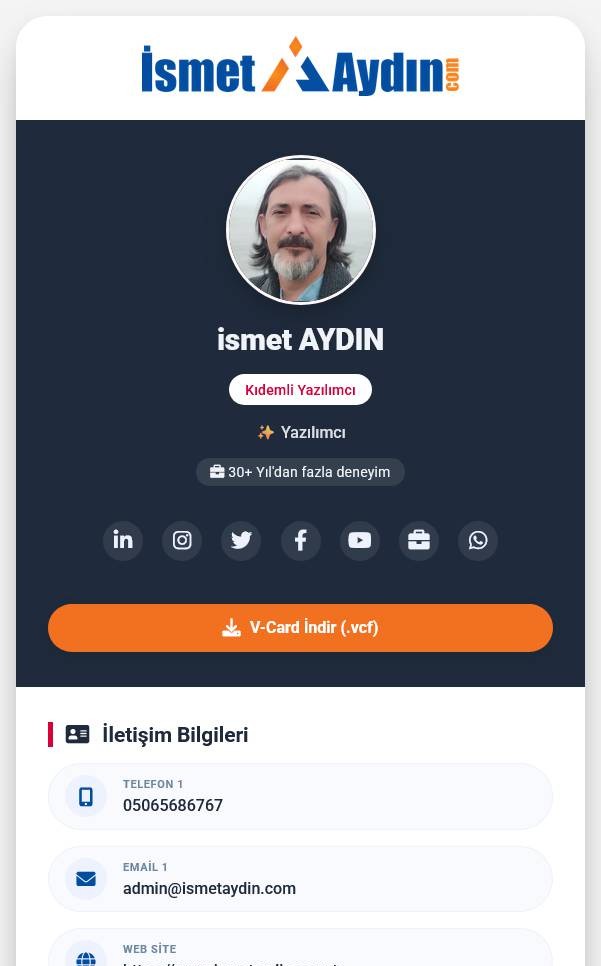 V-Card Mobil Görünüm Çıktısı